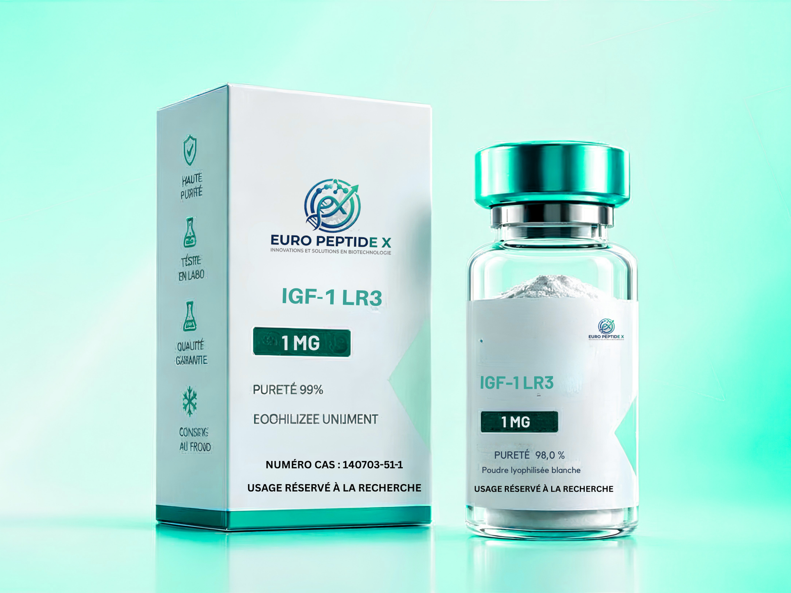IGF-1 LR3 1 mg — pureté ≥ 98,0 % HPLC, flacon lyophilisé