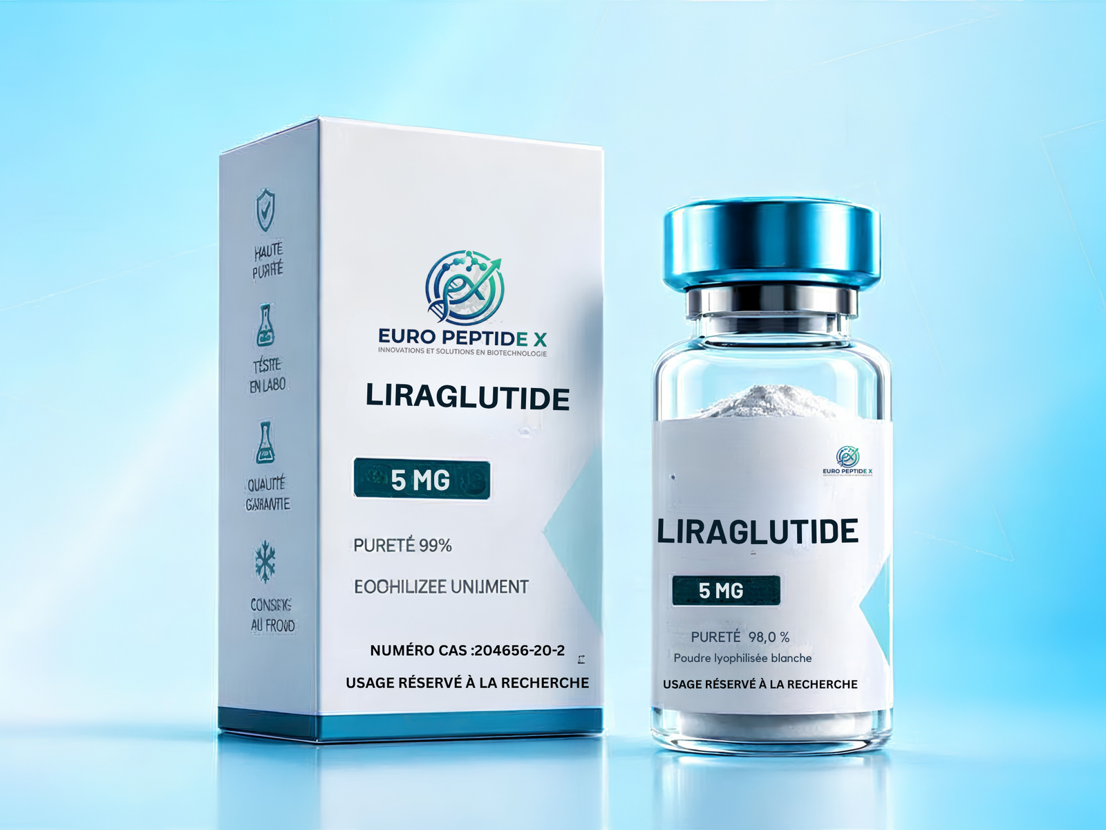 Liraglutide 5 mg — pureté ≥ 98,0 % HPLC, flacon lyophilisé