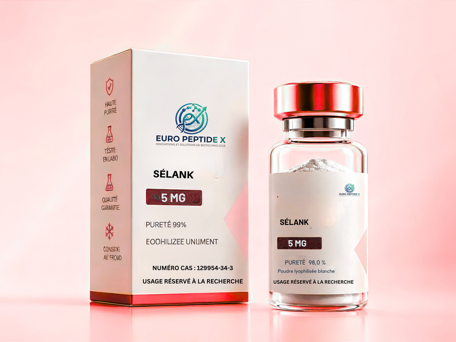 Sélank 5 mg — pureté 99,4 % HPLC, flacon lyophilisé
