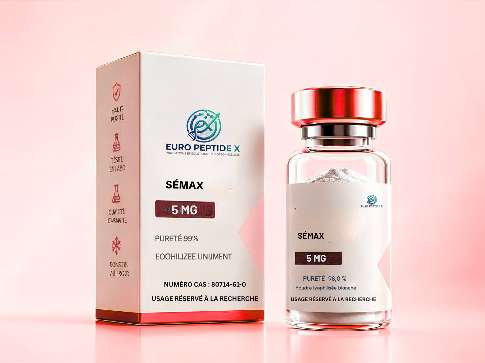 Sémax 5 mg — pureté 99,2 % HPLC, flacon lyophilisé