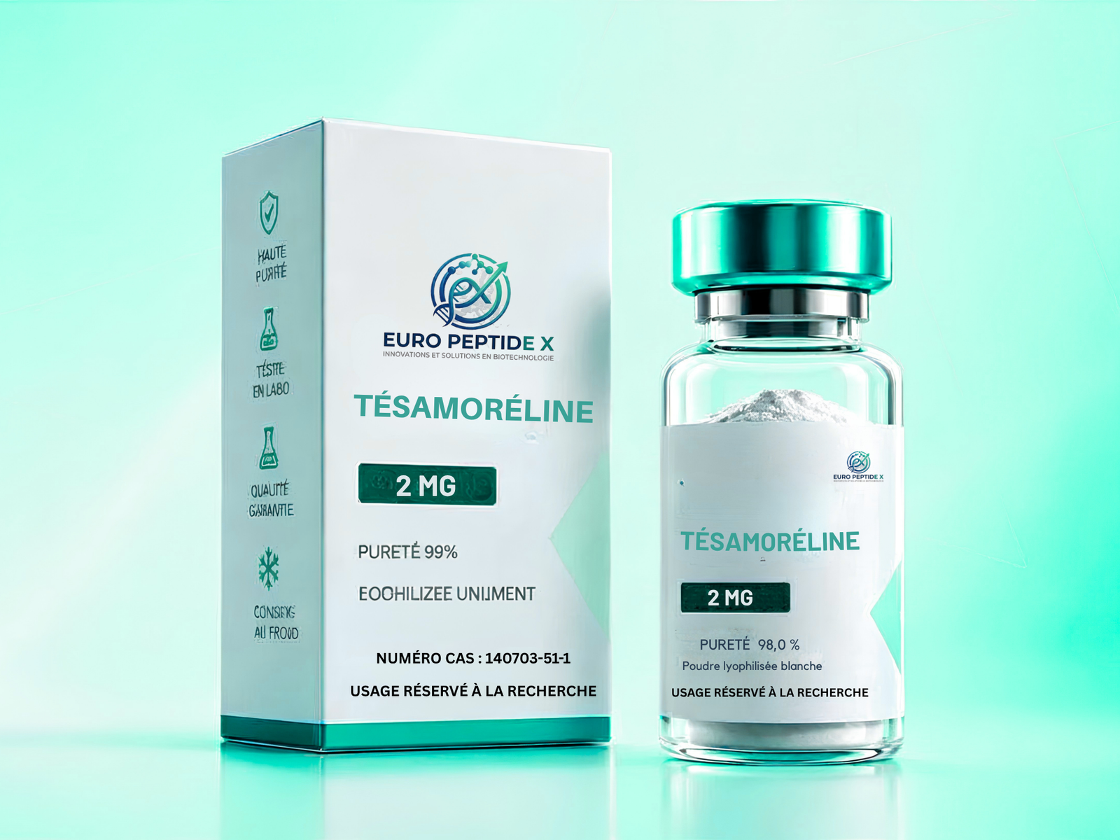 Tésamoréline 2 mg — pureté 99,0 % HPLC, flacon lyophilisé
